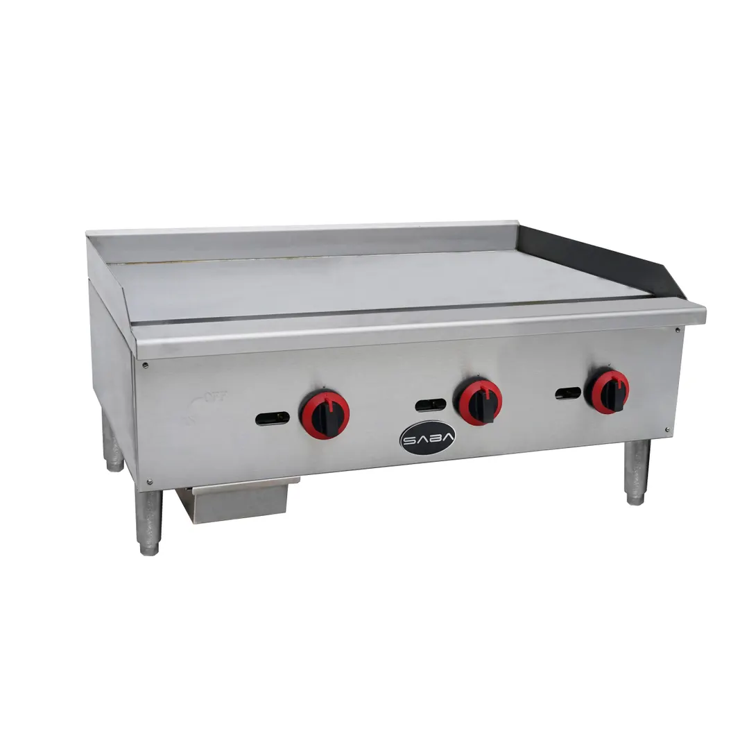 Saba MG-36T 36" Stainless Steel Gas Thermostatic Countertop Griddle, 90.000 BTU