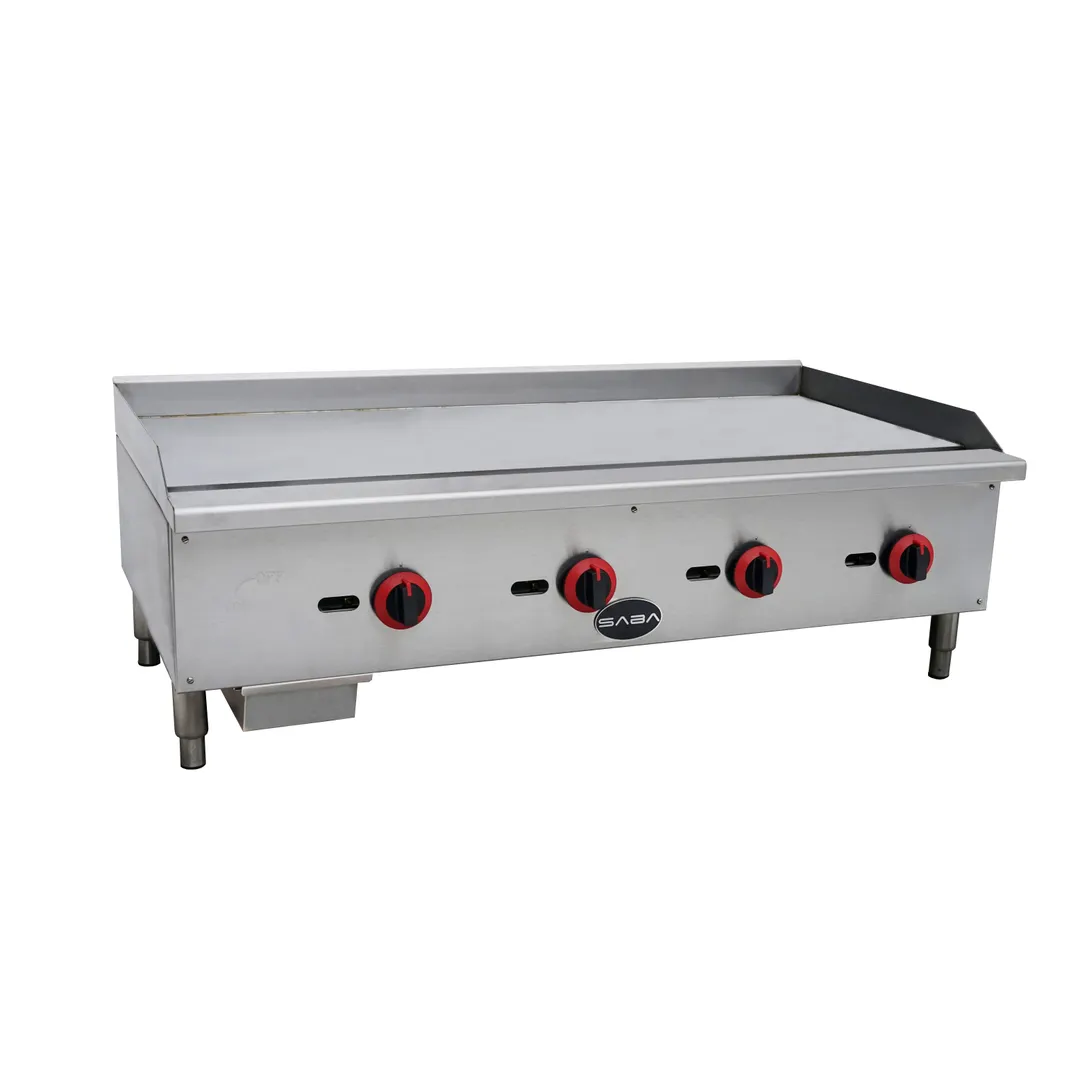 Saba MG-48T 48" Stainless Steel Gas Thermostatic Countertop Griddle, 120.000 BTU