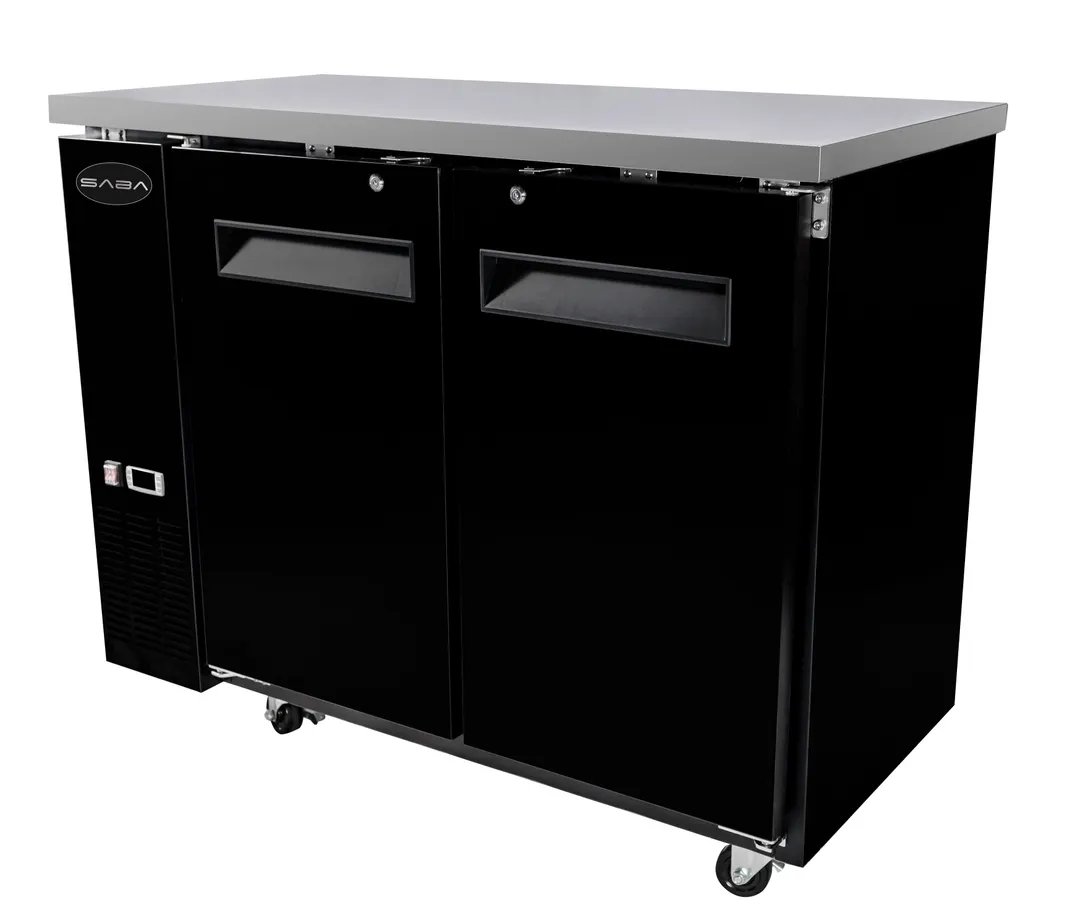 SABA SBB-24-48B Back Bar Cooler - 48.9\"W x 22-26\"D, 11.8 cu ft (335 L) Black top 2dr R134a 1/3 115V
