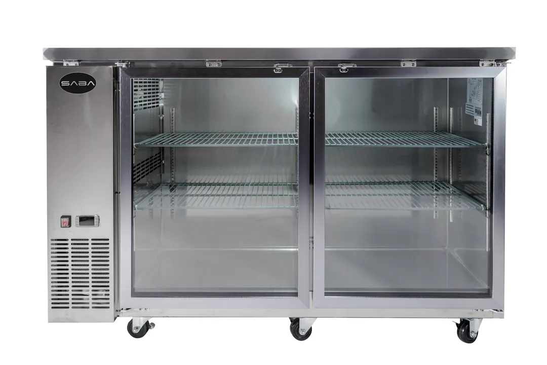 SABA SBB-24-48GSS Back Bar Cooler – 48.9" W x 24" D, 2 Glass Doors, 33‑38°F, R134a, Side, 1/3 HP, 115V
