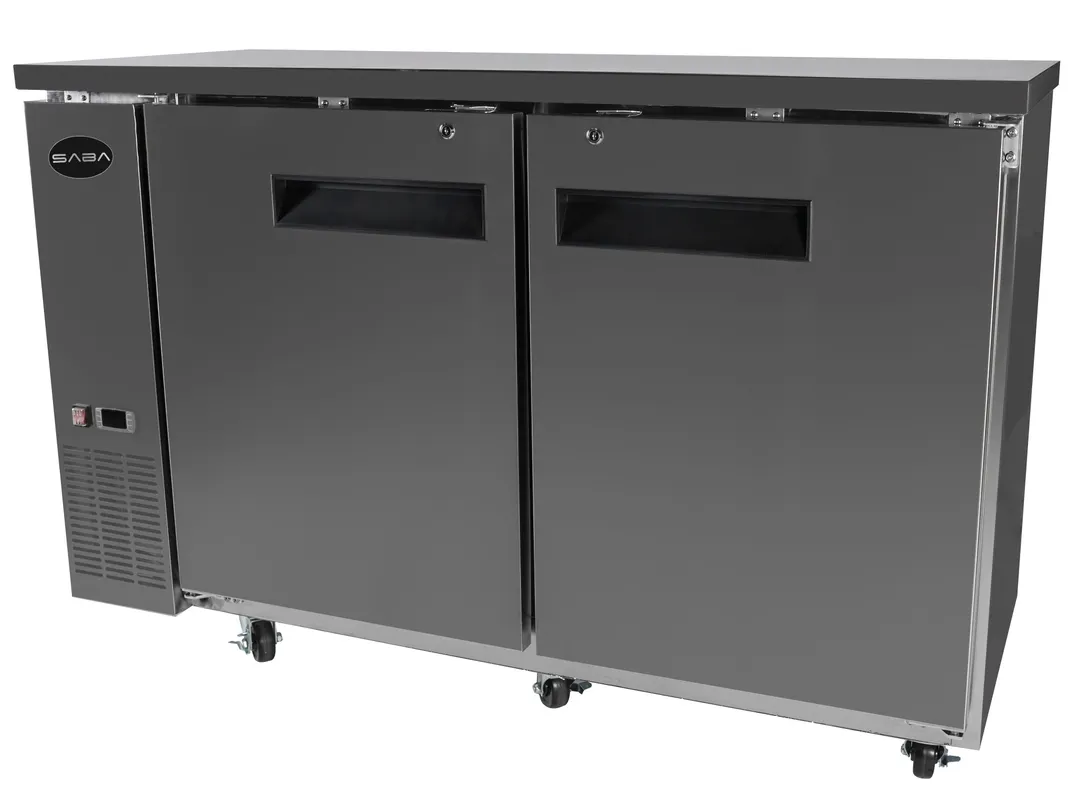SABA SBB-24-48SS Bar Cooler, 48-7/8" W x 22-26" D, 11.8 Cu Ft (335 L) SS, 2 Doors, LED, Temp, 115V