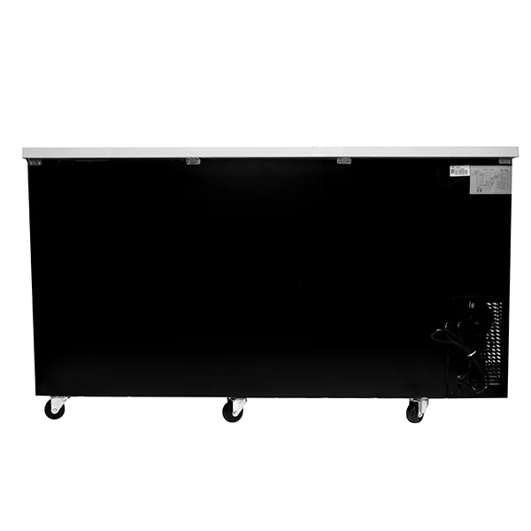 SABA SBB-27-69G Cooler, 69‑1/8" W, Black, 112 Cans, 33‑38°F, 1/3 HP, 115V, 4" Casters
