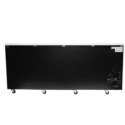 SABA SBB-27-90B Back Bar Cooler - 90-3/8" W, Black 3 Doors, Holds 4 Half Barrels, 115V, 4-in Casters