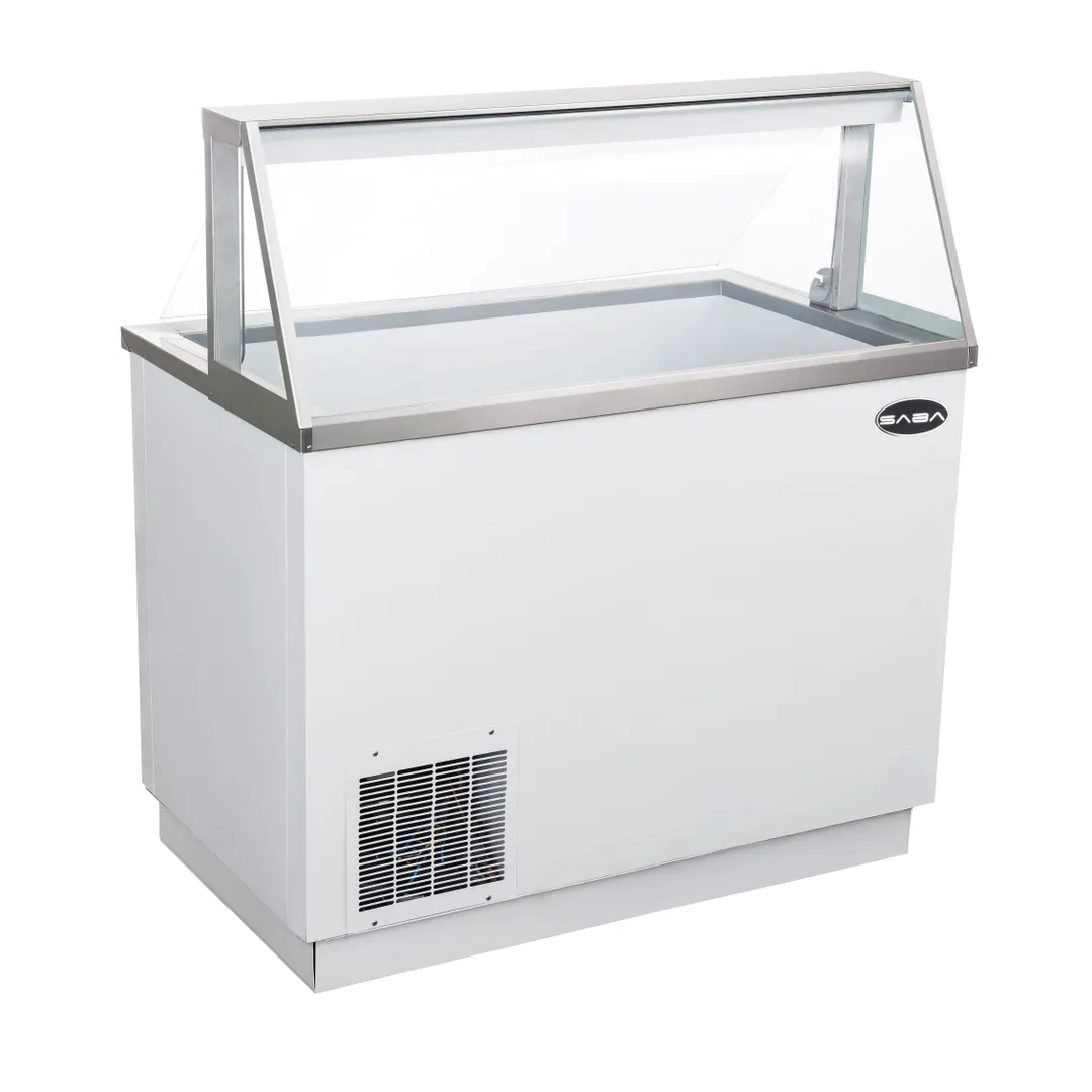SABA SDC-46 Dipping Cabinet, 47" White, 8 Top & 5 Bottom 3-Gal Tubs, Slanted Glass, White