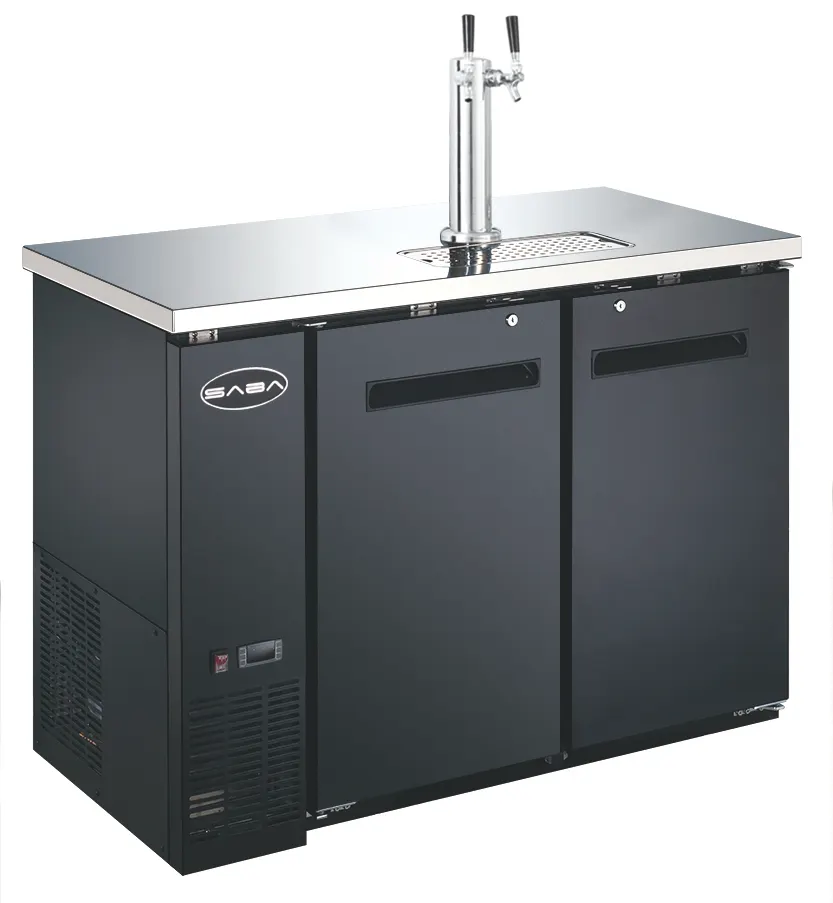 SABA SDD-24-48 Direct Draw Keg Cooler, 48.8" Black, Two ½‑Barrel Kegs, 33‑38°F, 115V, 4" Casters