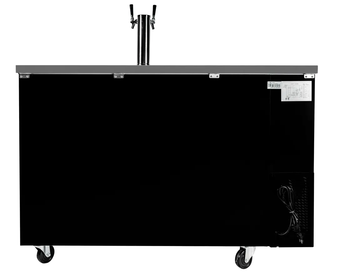 SABA SDD-27-58 Draft Beer Cooler, 58½" Black, Holds 2 ½‑Barrel Kegs, 33‑38°F Control, 115V
