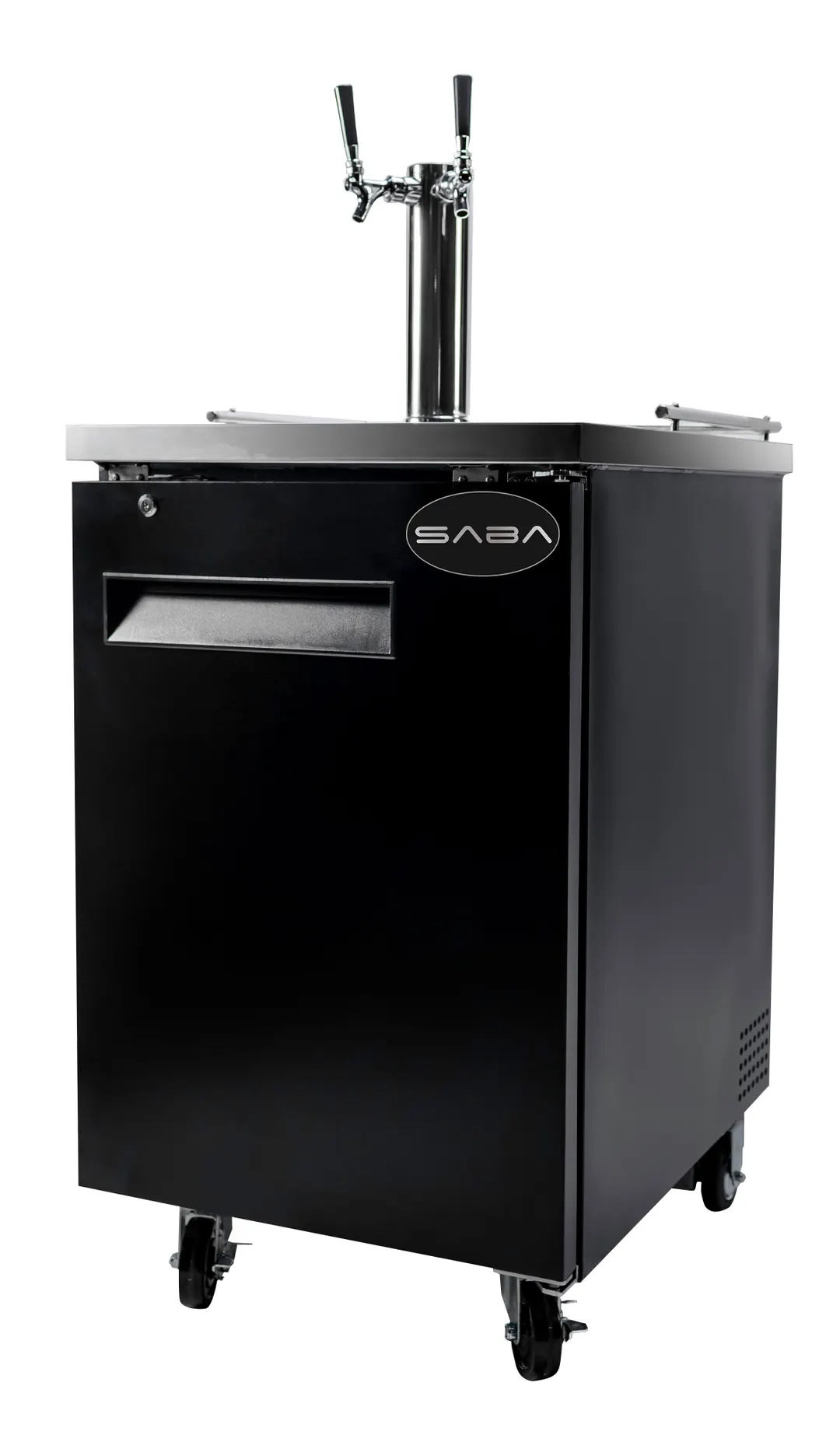 SABA SDD-30-23 Draft Beer Cooler, 23-1/2" Black, 1/2 Barrel (1 Keg), R134a, NSF Certified