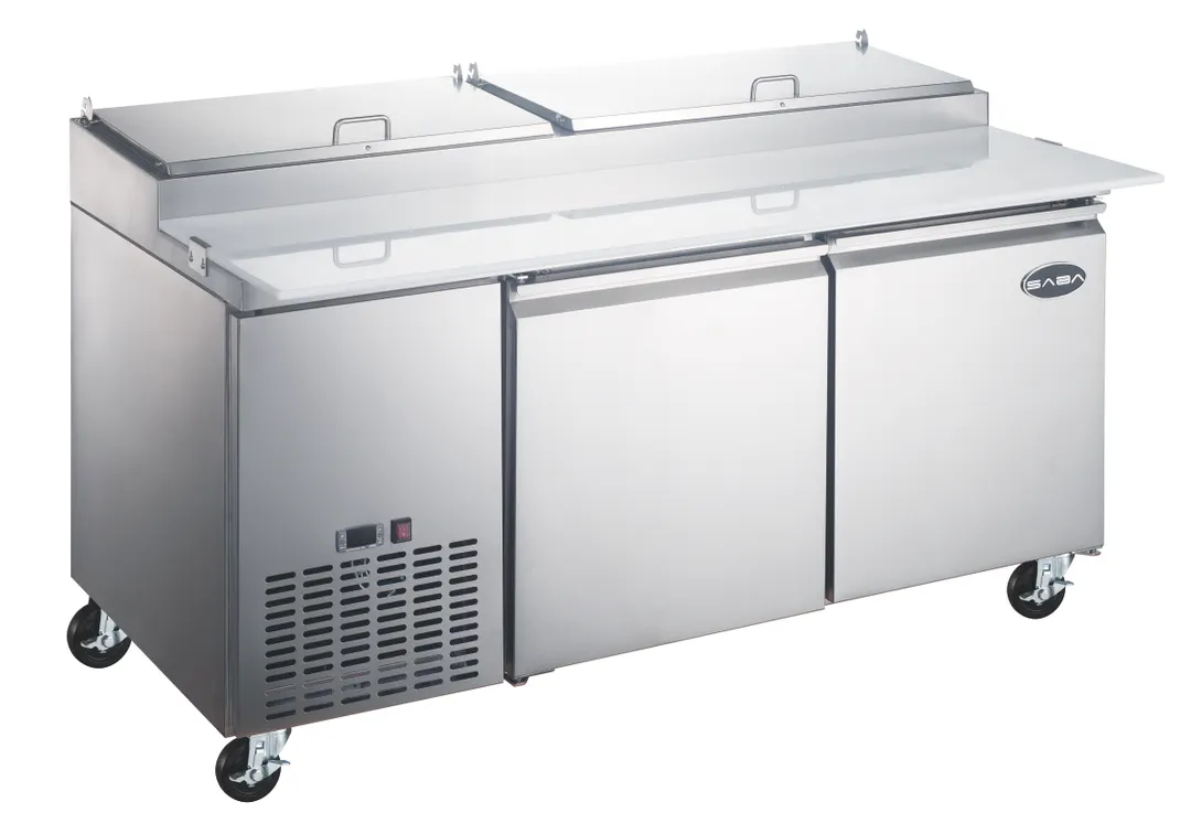 SABA SPP-67-9 67" 2-Door Refrigerated Pizza Prep Table, 9 Pans