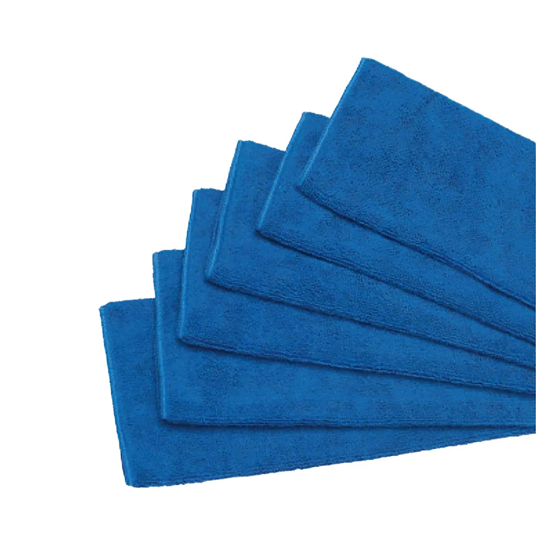 Winco BTM-16B Bar/Kitchen Towel Set, 16" x 16" Square Microfiber Cleaning Cloths, Blue, 6/Pack