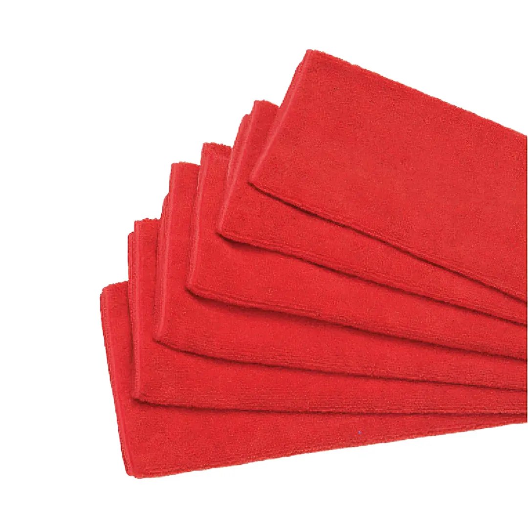 Winco BTM-16R Bar/Kitchen Towel Set, 16" x 16" Square Microfiber Cloth, Red - 6/Pack