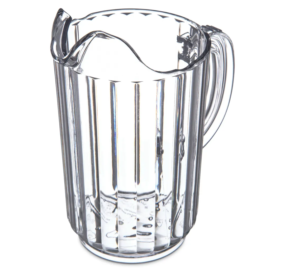 Carlisle 553607 Plastic Pitcher, 32 oz Clear Polycarbonate, Sides, Dishwasher‑Safe, NSF, Made in USA