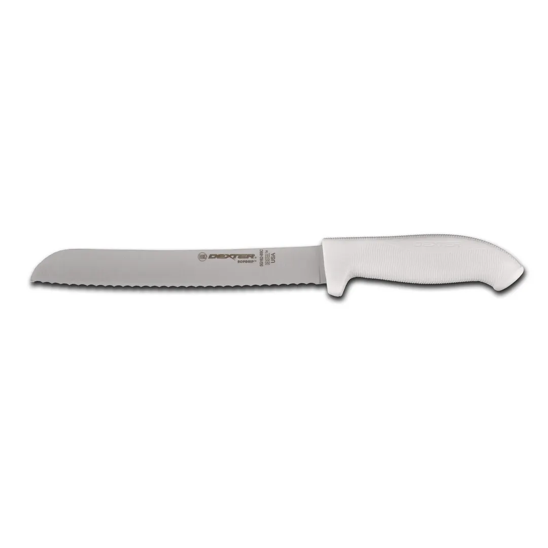 Dexter 24223 Stamped Bread & Sandwich Knife, 8" White Rubber Handle, High‑Carbon Stainless Steel, NSF