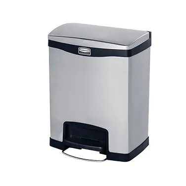 Rubbermaid 1901985 Slim Jim 8‑Gallon Stainless Steel Trash Can, Fingerprint‑Resistant Pedal Lid