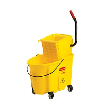Rubbermaid FG758088YEL WaveBrake Mopping, 35 Qt Yellow Bucket with Side‑Press Wringer, Plastic, USA