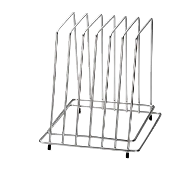 TableCraft Products CBR6 Cutting Board Rack 9-1/2" x 12" x 11", Stainless Steel, Black Feet, 6 Slots
