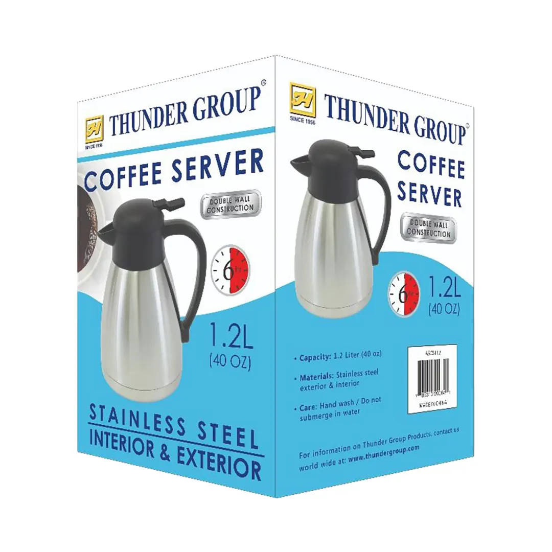 Thunder Group ASCS112 Coffee Server, 1.2 Liter (40 Oz.), Insulated, Push Button Top