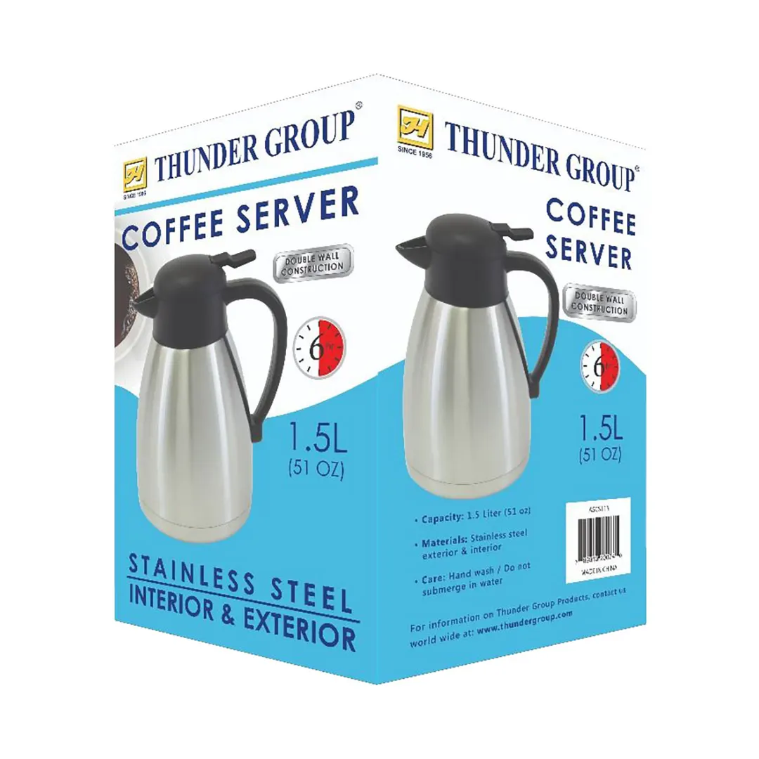 Thunder Group ASCS115 Coffee Server, 1.5 Liter (51 Oz.), Insulated, Push Button Top