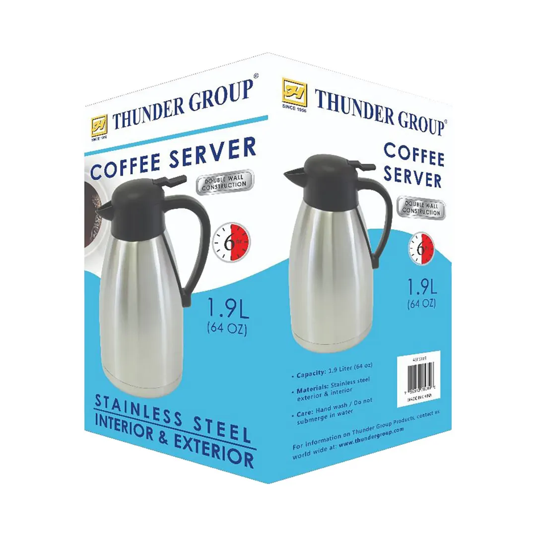 Thunder Group ASCS119 Coffee Server, 1.9 Liter (64 Oz.), Insulated, Push Button Top