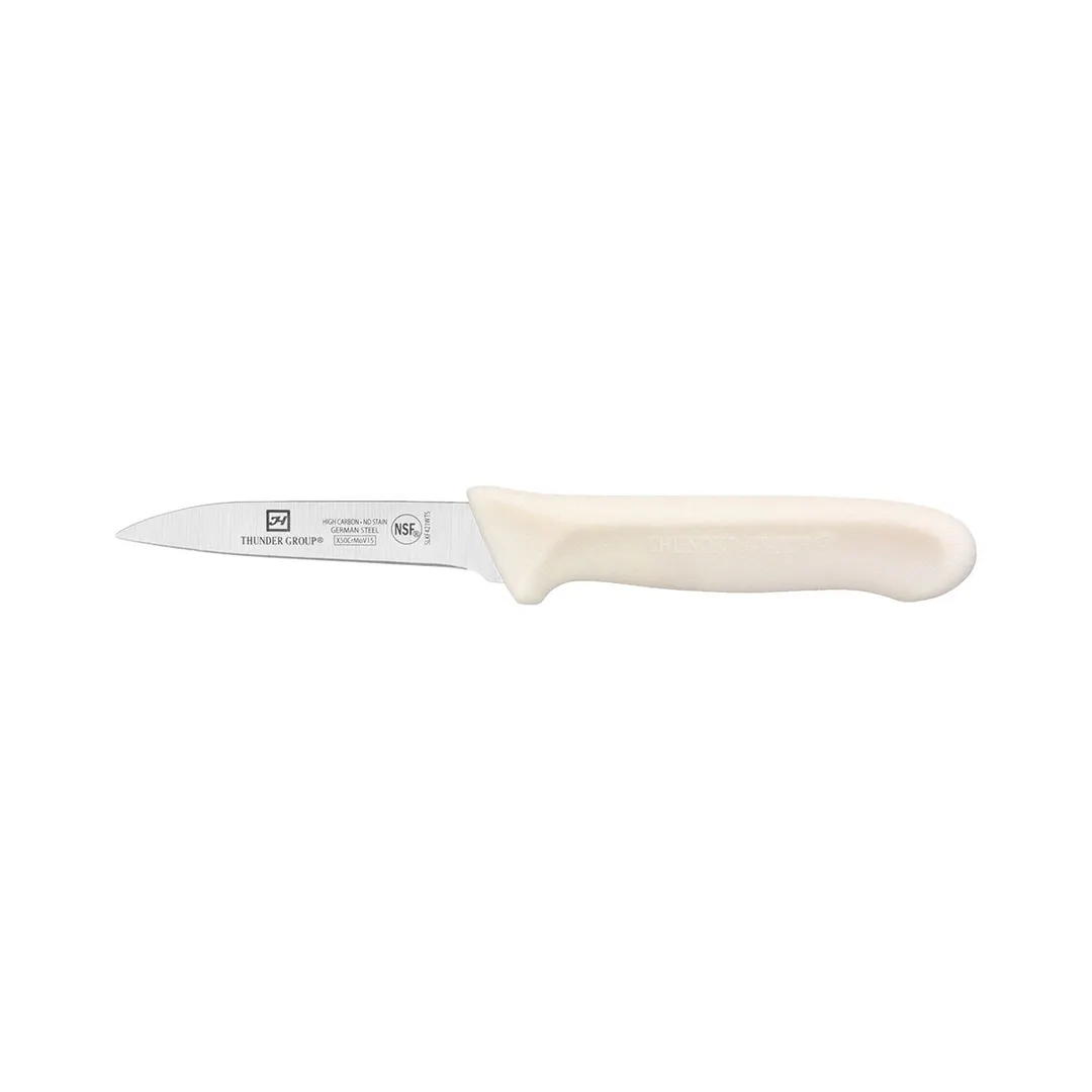 Thunder Group SLKF421WTS Paring Knife, 3-1/4" Blade, White Polypropylene Handles, German Steel, 2 Each - Pack