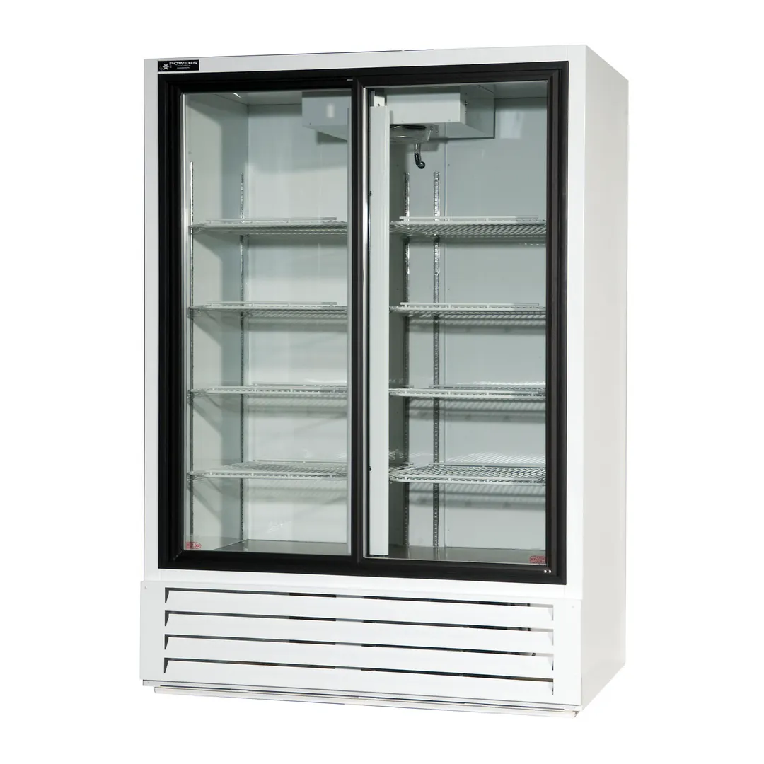 Powers BS52GDHC Refrigerator – 52” W, 41 cu ft, 2‑Section, Sliding Glass Doors, White, HP, 115V