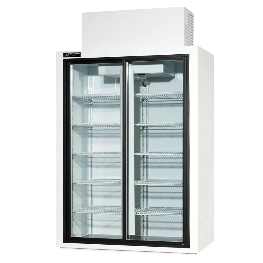 Powers BT52SD Merchandiser Refrigerator – 54" Wide, 51 cu ft, 2‑Section, White Powder‑Coat, 1/2 HP