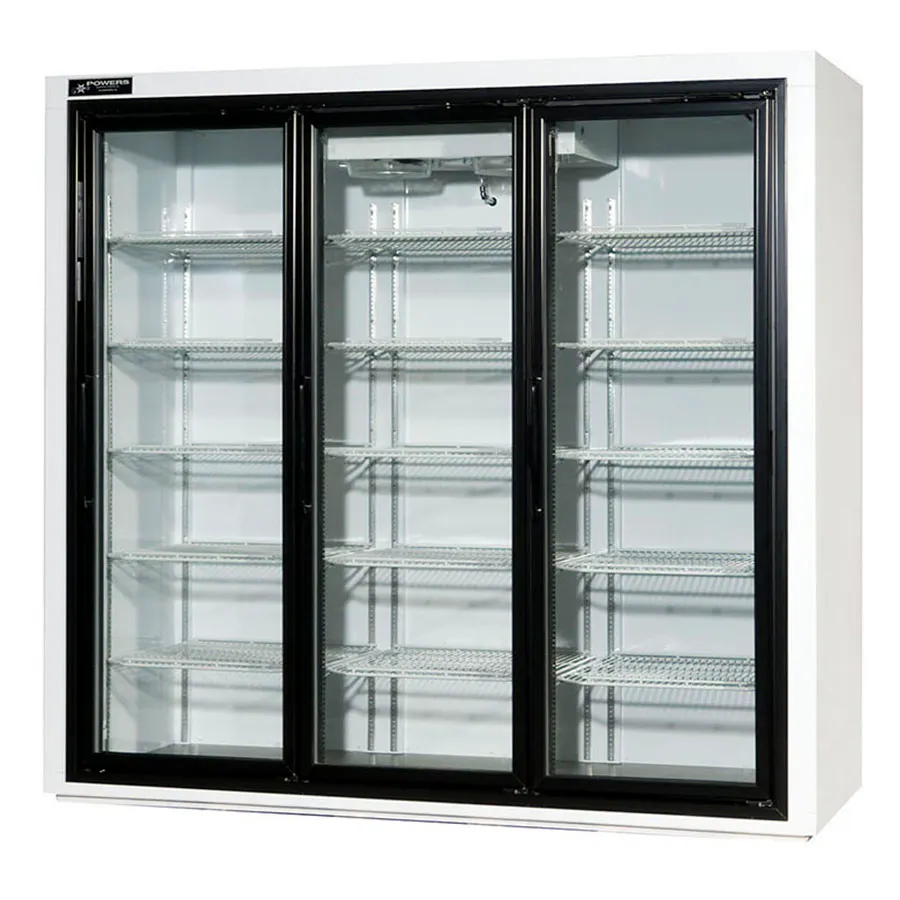 Powers FR77LGD Floral Merchandiser, 77" W, 3-Section, Sliding Glass Doors, 1/2 HP, 115V