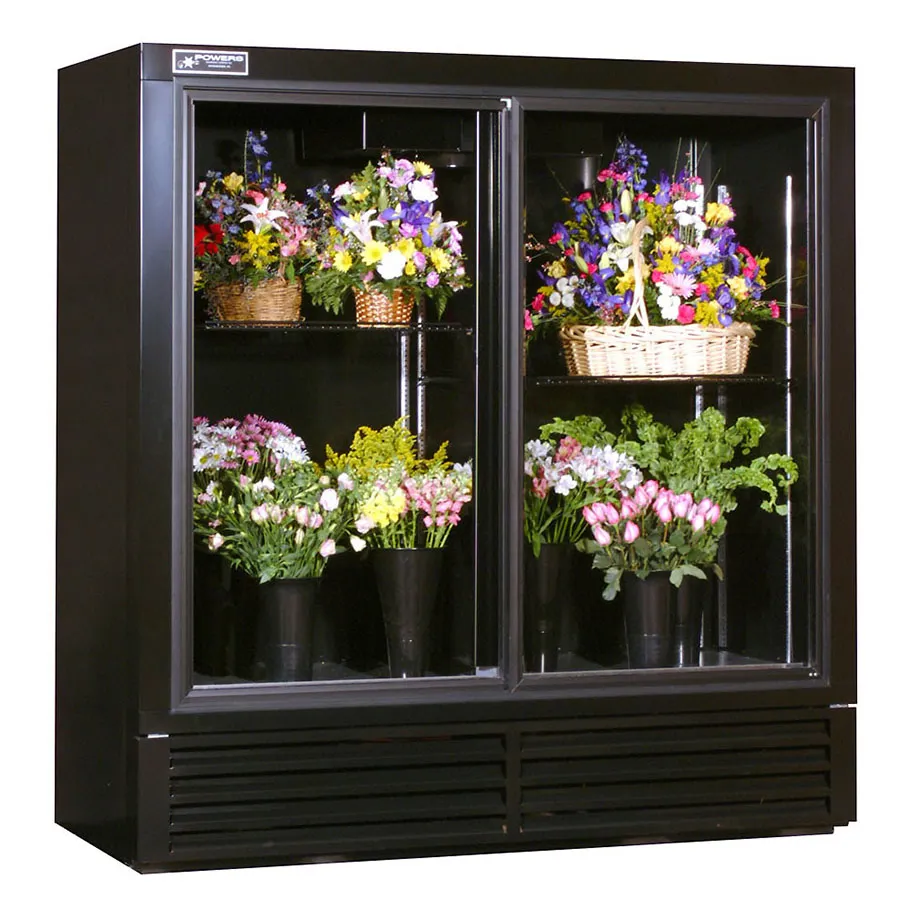 Powers FS70GDHC Floral Merchandiser, 70" Wide, 54 cu ft, 2‑Section, Sliding Glass Doors, 1/2 HP, 115V