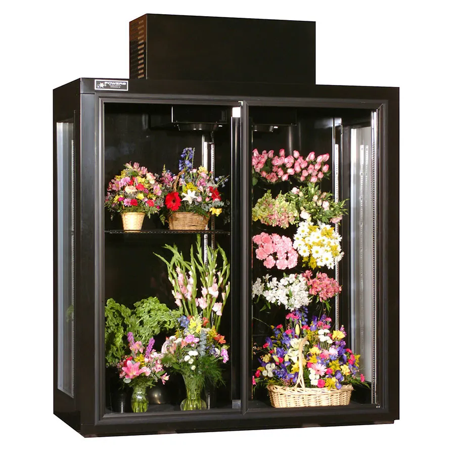 Powers FT70LGD Floral Cooler – Two‑Section 70" Wide, 66 cu ft, ½ HP Compressor, Sliding Doors, LED, 115V