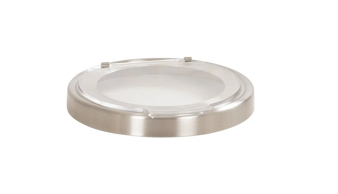 Cal-Mil 1852-4 Glass Jar Lid, 4-1/4" Dia., Hinged, Silicone Lining, Stainless Steel, Silver Finish