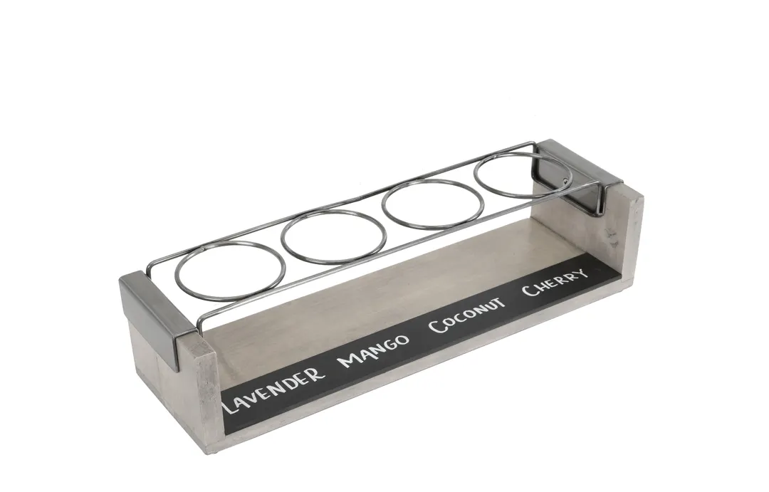 Cal-Mil 22011-110 Taster Caddy, 4" x 13-1/2" x 3" H, Chalkboard Front, Metal Frame, Beer/Wine Tray