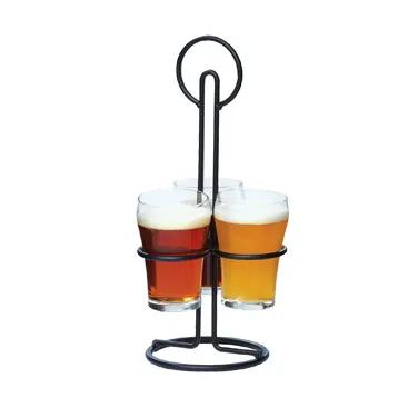 Cal-Mil 3366-13 Trio Taster Caddy, 5-1/4" Dia x 11-3/4" H, Black Metal, 3 x 2-1/4" Rings for Glasses