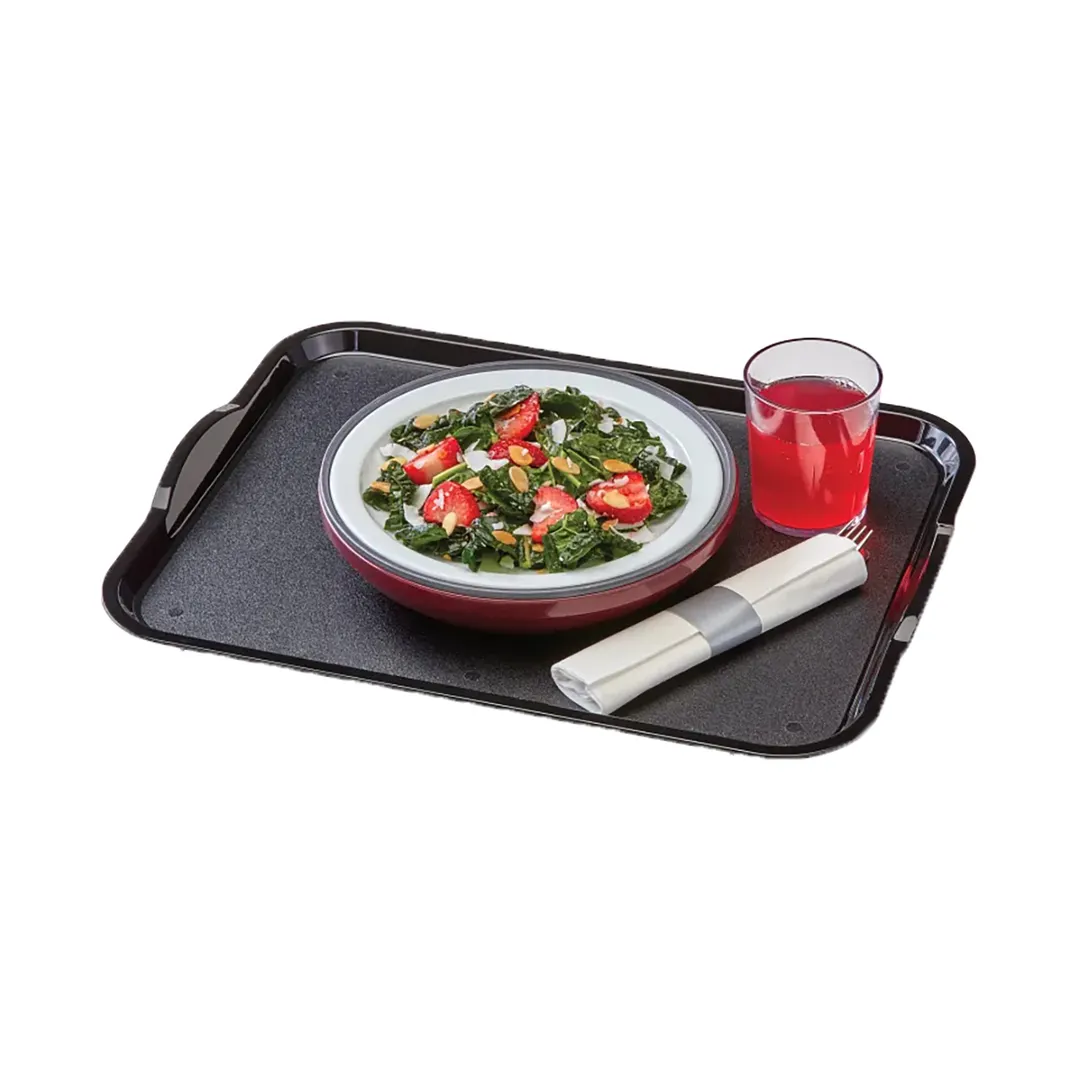 Cambro 1418CWH110 Tray, 14" x 18" Black Rectangular Polycarbonate Handles Stacking Lugs NSF