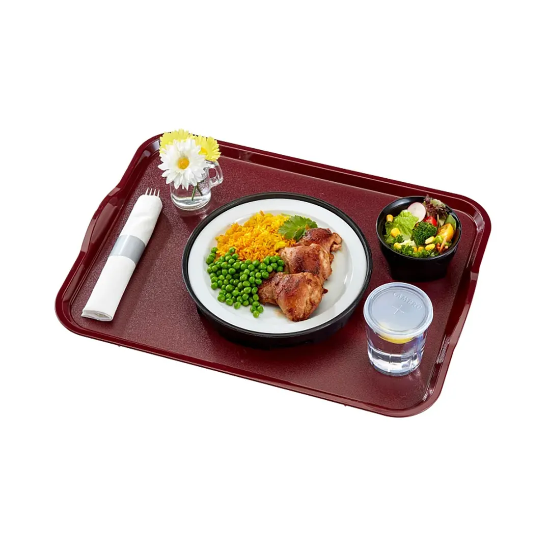 Cambro 1520CWH488 Tray, 15" x 20", Dark Cranberry Polycarbonate, Handles & Lugs, NSF