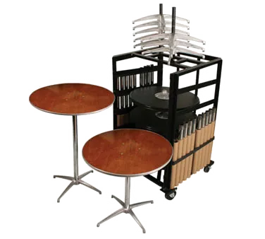Forbes Industries RECPKG-HO-30RD-CCT 200 Series Cafe Package, 10 x 30" Round Tables, Plywood Tops, Bistro & Dining Height Columns, Cart Included