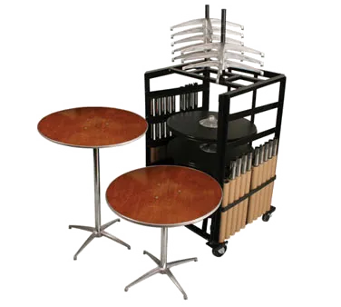 Forbes Industries RECPKG-HO-36RD-CCT 200 Series Cafe Package, 12 x 36" Round Tables, Plywood Tops, Bistro & Dining Height Columns, Cart Included