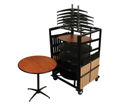 Forbes Industries RECPKG-LS36DIB Classic Cafe Package, 12 x 36" Round Tables, Laminate Tops, Bistro & Dining Height Columns, Cart