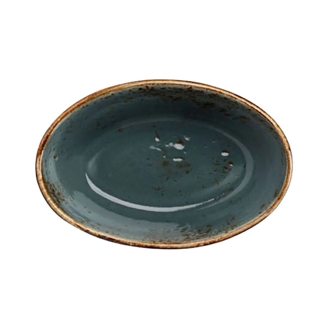 Steelite 11310400 Oval Baker, 13 oz Green Ceramic, 6.25" x 4.0" x 2.0", Oven Safe to 530°F - 24/Case