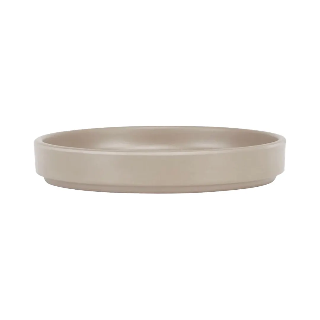 Cal-Mil 22026-6-125 Hudson Plate, 6" x 1" Height, Low Rim, Melamine, Taupe Brown, Dishwasher Safe