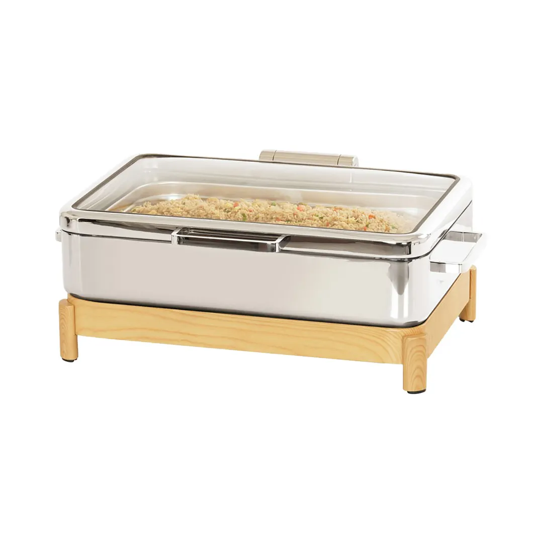 Cal-Mil 23718-71 Induction Chafing Dish Heater, 26" W x 18.5" D x 10" H, See-Through Lid, Blonde