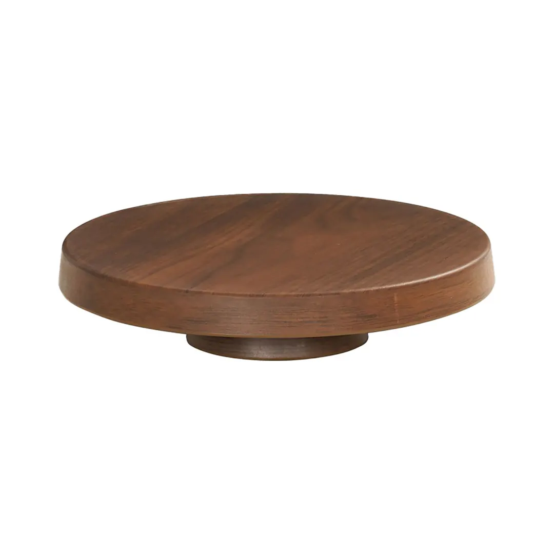 Cal-Mil 23755-122-78 Pedestal Stand, 12.25" Dia x 2.25" H, Melamine, Brown Walnut, Dishwasher Safe