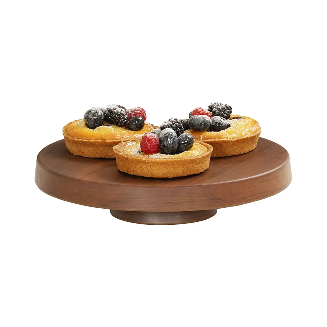 Cal-Mil 23755-122-78 Pedestal Stand, 12.25" Dia x 2.25" H, Melamine, Brown Walnut, Dishwasher Safe