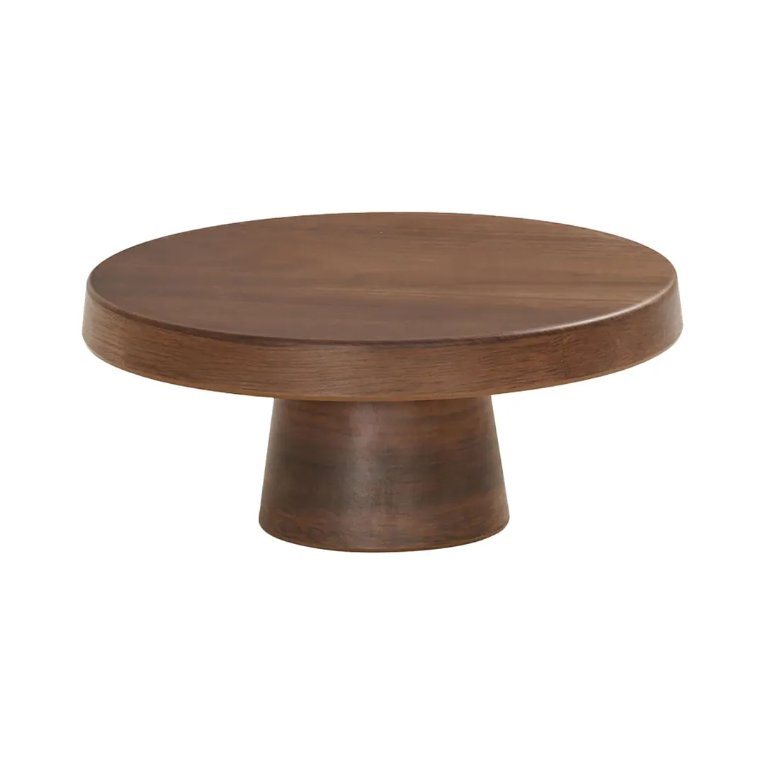 Cal-Mil 23755-124-78 Pedestal Stand, 12.25" Dia x 4.25" H Walnut Melamine, Brown, Dishwasher‑Safe