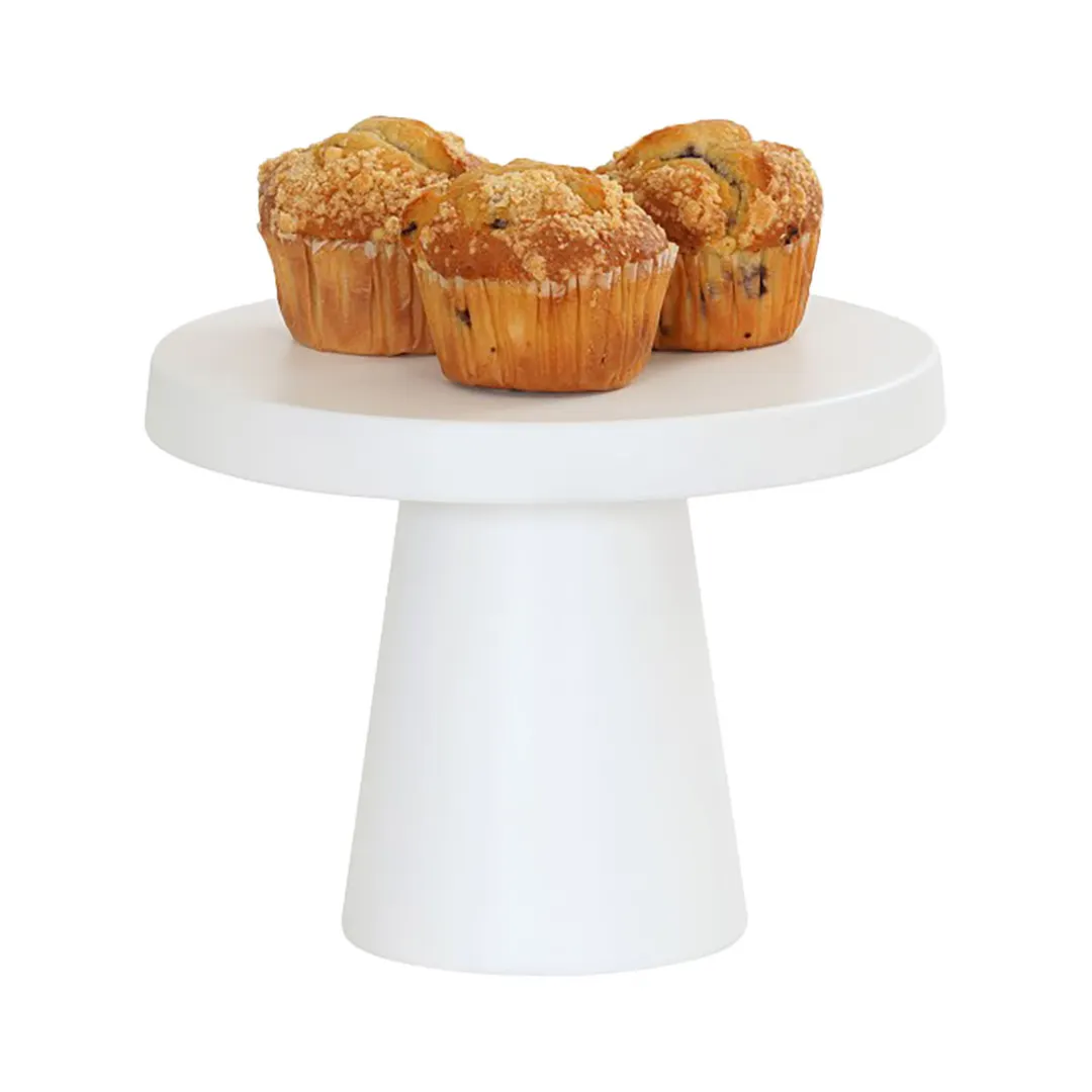 Cal-Mil 23755-127-15 Pedestal Stand, White Melamine, 12.25" Dia x 7.25" H, Dishwasher‑Safe