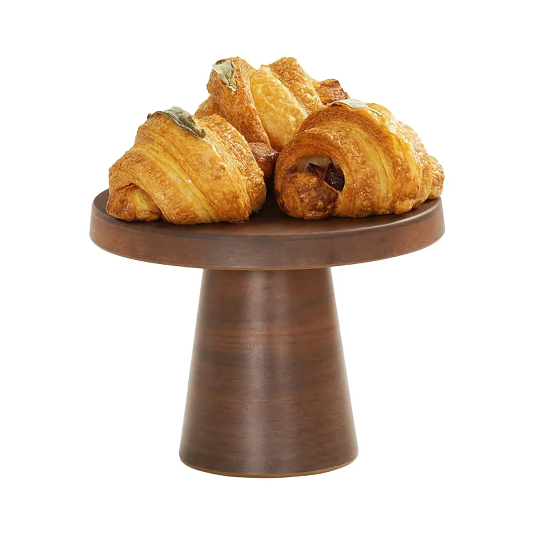 Cal-Mil 23755-127-78 Pedestal Stand, 12.25" Dia x 7.25" H, Melamine Walnut, Brown, Dishwasher‑Safe