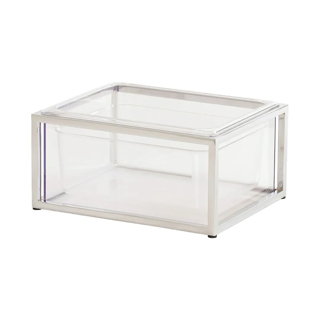 Cal-Mil 23805-10-49 Ice Housing, 13" W x 10.5" D x 7" H, Chrome‑Plated with Water Pan and Liner
