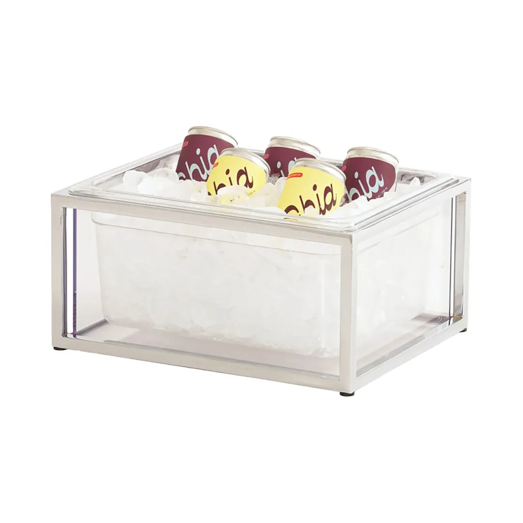 Cal-Mil 23805-10-49 Ice Housing, 13" W x 10.5" D x 7" H, Chrome‑Plated with Water Pan and Liner