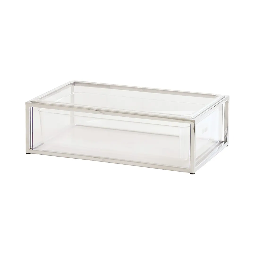 Cal-Mil 23805-12-49 Ice Housing, 12" W x 20" D x 7" H Metal, Chrome-Plated, with Water Pan & Liner
