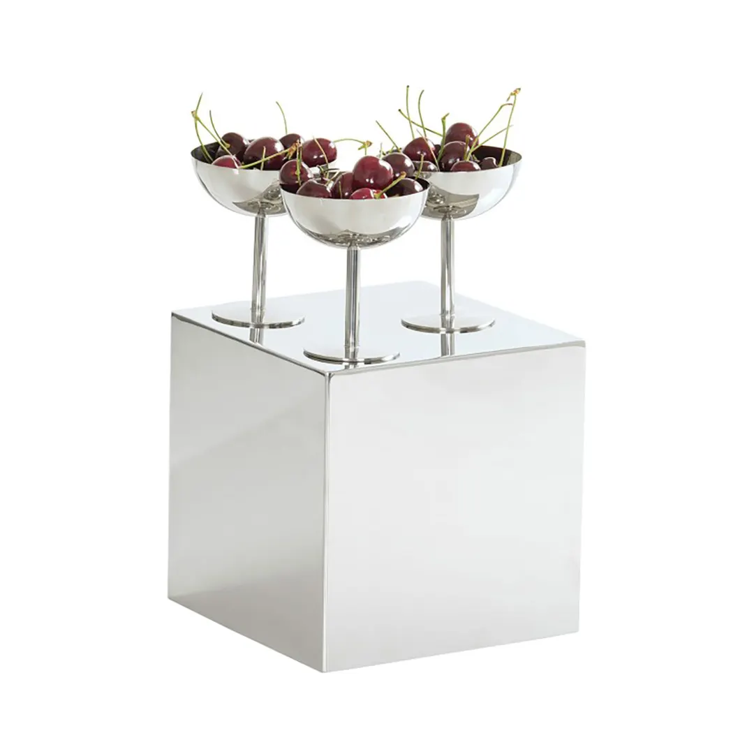 Cal-Mil 23872-8-49 Milo Riser, Chrome, 8" W x 8" D x 8" H, 1-2 Steps, Pairable with Cal-Mil 23873