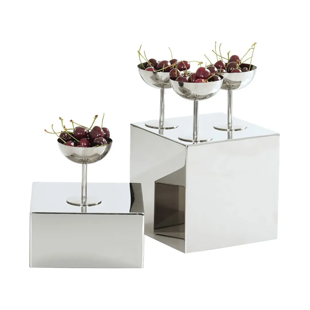 Cal-Mil 23872-8-49 Milo Riser, Chrome, 8" W x 8" D x 8" H, 1-2 Steps, Pairable with Cal-Mil 23873