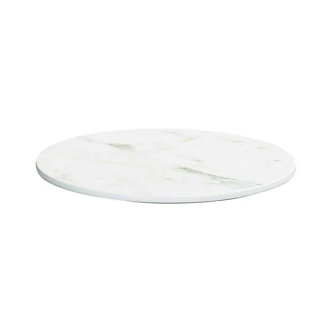 Cal-Mil 24409-8-81 Tray, 8.75" Dia. Round Melamine White Marble Dishwasher Safe Serving Display Tray